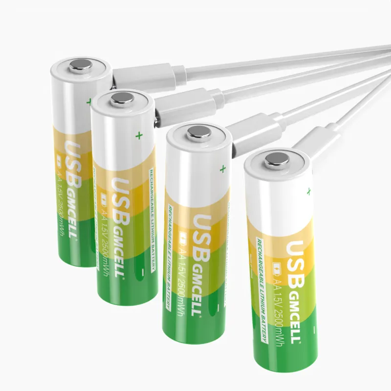 4x Batterier AA oppladbare m/USB